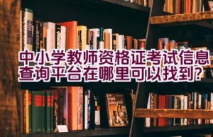 中小学教师资格证考试信息查询平台在哪里可以找到？