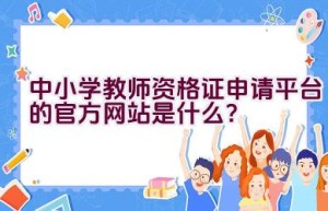 中小学教师资格证申请平台的官方网站是什么？